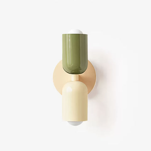 Playful and chic wall lamp in olive green and cream steel