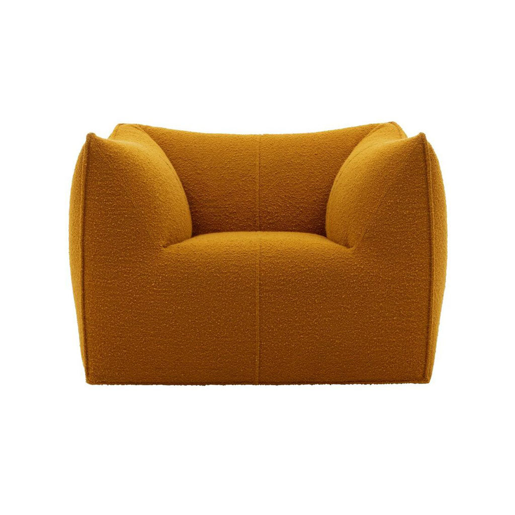 BOUFFI Sofa Armchair Single Seater Boucle Blue Cream Orange Curve Shape Minimal