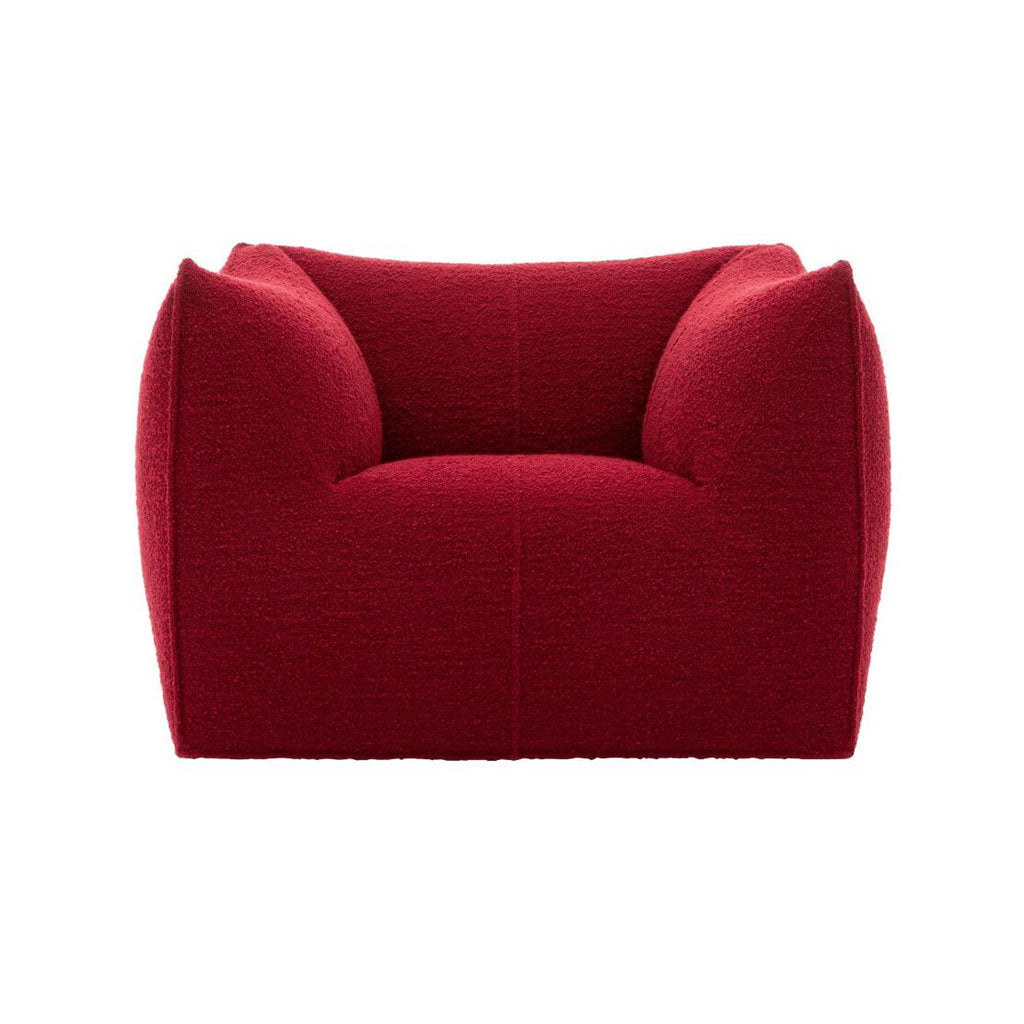 BOUFFI Sofa Armchair Single Seater Boucle Blue Cream Red Curve Shape Minimal