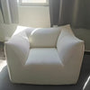 BOUFFI Sofa Armchair Single Seater Boucle Blue Cream White Curve Shape Material