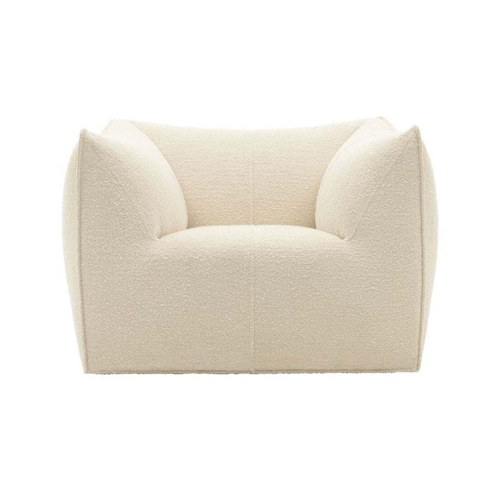 BOUFFI Sofa Armchair Single Seater Boucle Blue Cream White Curve