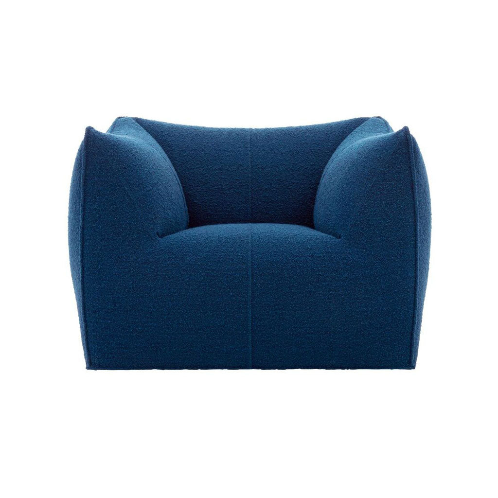 BOUFFI Sofa Armchair Single Seater Boucle Blue Curve Shape Minimal