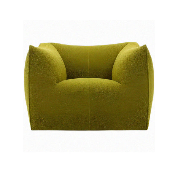 BOUFFI Sofa Armchair Single Seater Boucle Green Curve Shape Minimal
