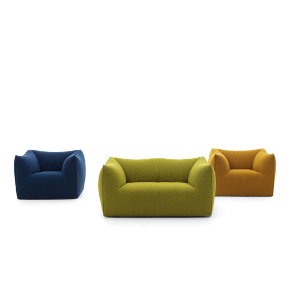 BOUFFI-Sofa-Armchair Single Seater 2 Seater Boucle Green Curve Shape Minimal