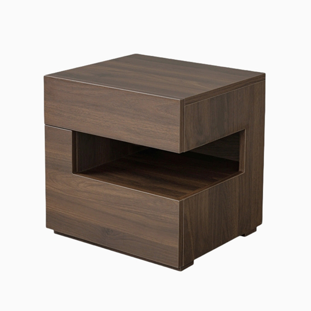 Modern walnut solid wood nightstand bedside table with drawer storage