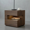 Bowen nightstand walnut wooden side table with storage and LED light