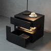 Bowen nightstand black wooden side table with drawer storage and LED light