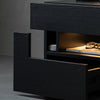 Modern black solid wood nightstand bedside table with drawer storage