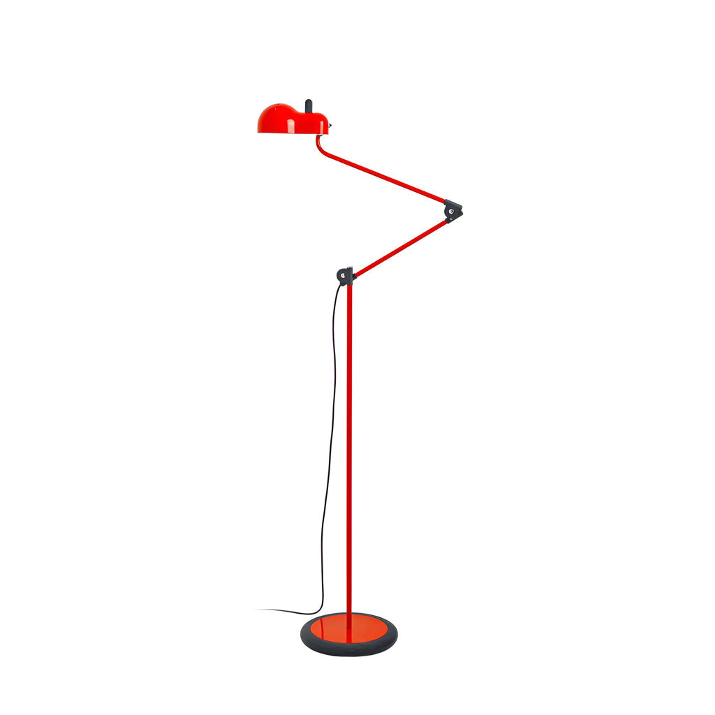 Charli Floor Lamp with adjustable arm in red metal industrial steel lamp