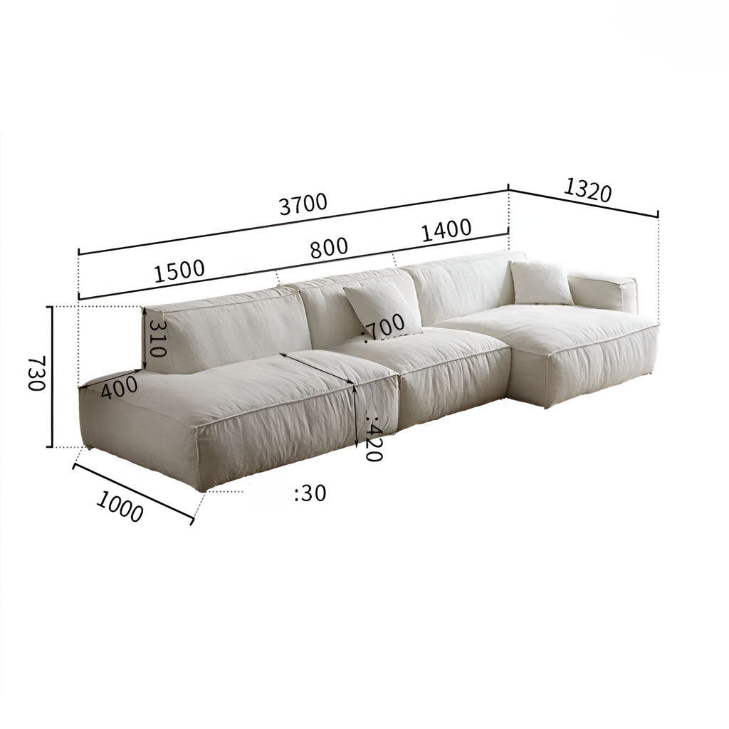 Tetris Modular Sofa Linen L-Shape Sofa Dimension Chart