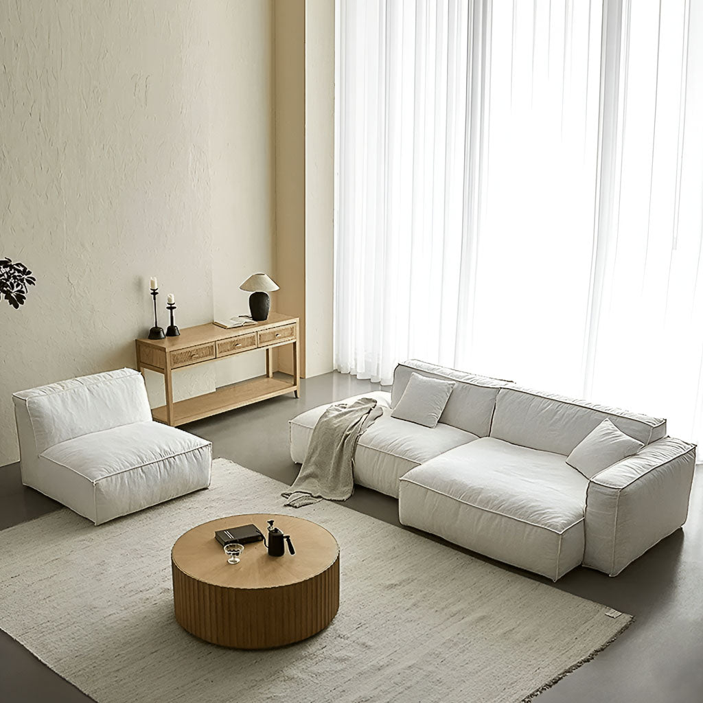 Tetris Modular Sofa Linen L-Shape Customizable Colors Single-Seater, 2-Seater, 3-Seater Contemporary Home Interior