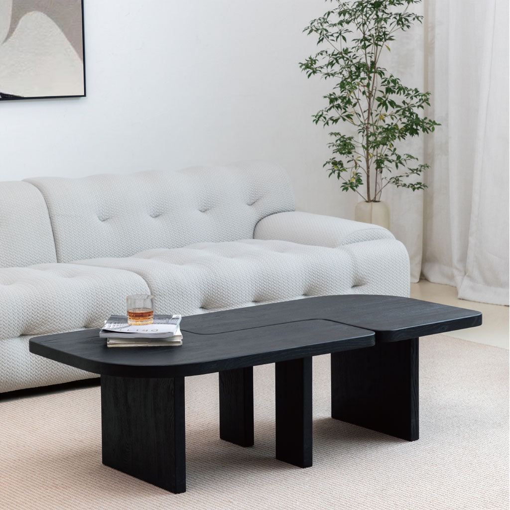 Gade Modular Coffee Table in Black Solid Wood Modern Living Room