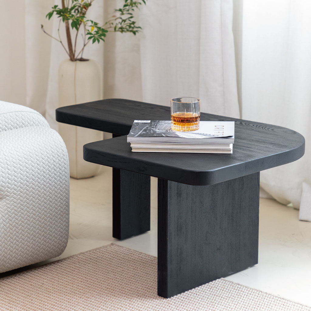 Gade Modular Side Table in Black Solid Wood