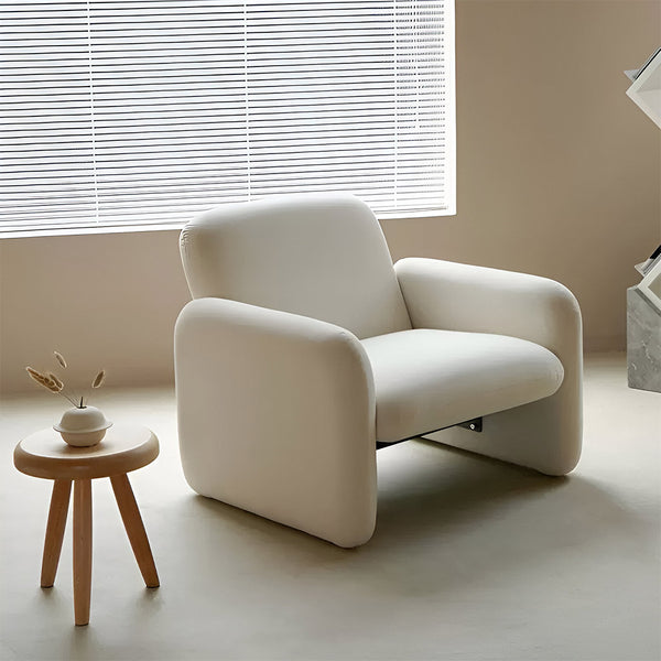 Millie Armchair 1-Seater Sofa in modern velvet cream color