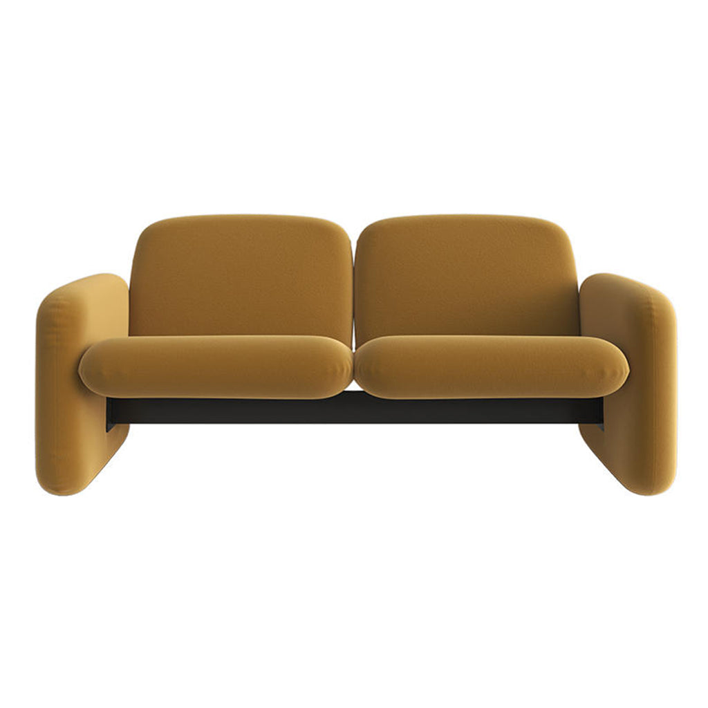 Millie Armchair 2-Seater Sofa in modern velvet mustard upholstery