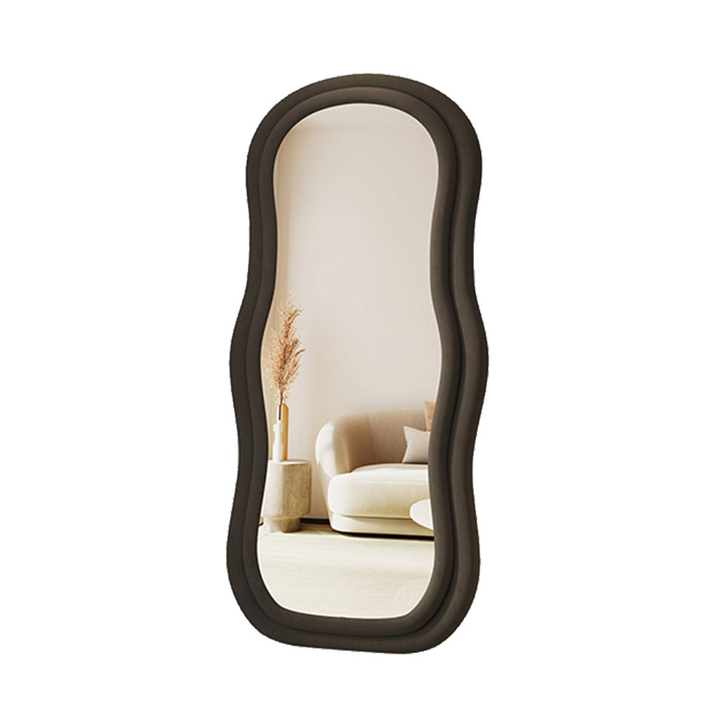 Ophelia Standing Mirror Upholstered Velvet Frame Black