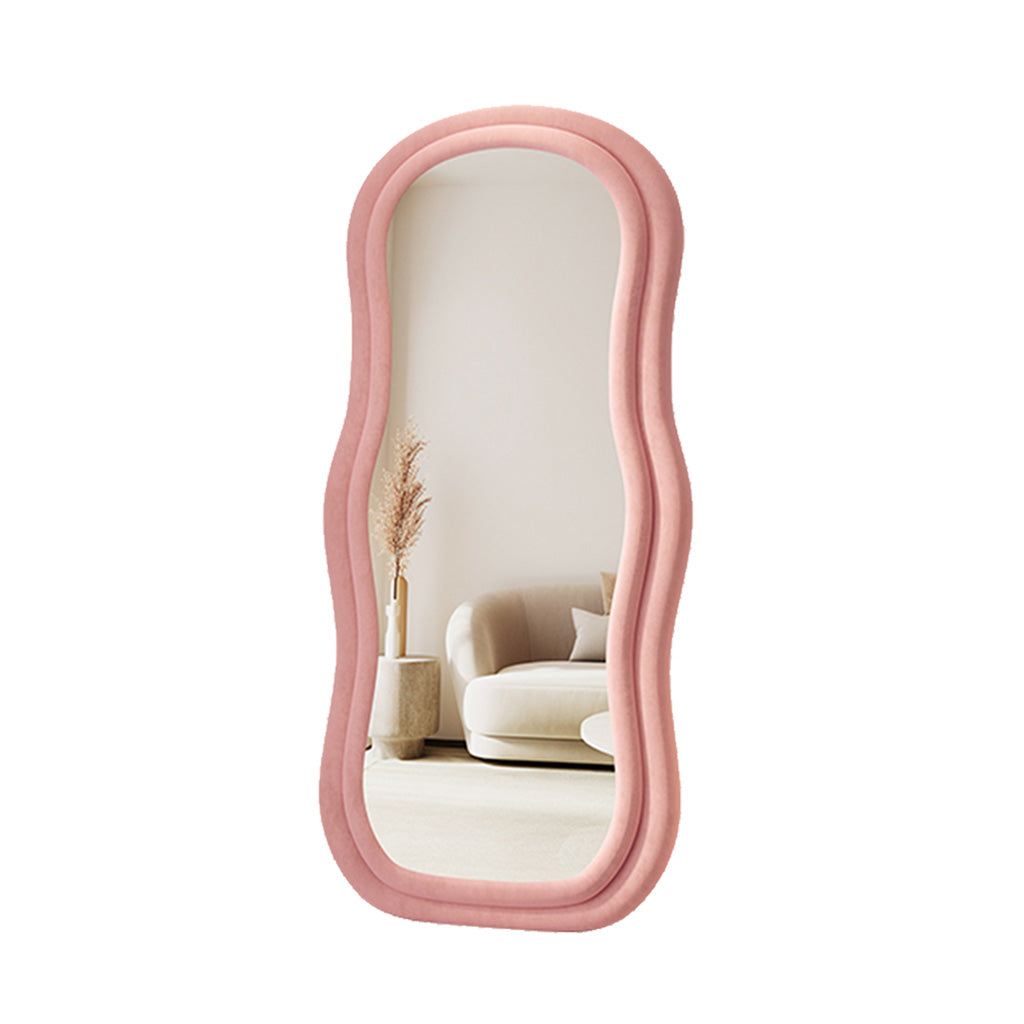 Ophelia Standing Mirror Upholstered Velvet Frame Pink