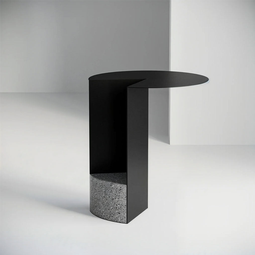 BRIGGS Metal Granite Side Table / Accent Table - Black, modern, artistic, minimalist