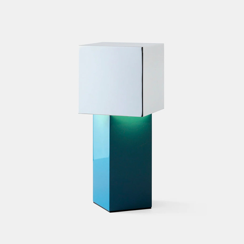 Pixelblock Table Lamp Portable Rechargeable Dimmable Blue Silver LED
