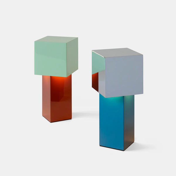 Pixelblock Table Lamp Portable Rechargeable Dimmable Rusty Mint Blue Silver LED