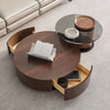 Solstice Coffee Table Set Walnut With Drawer Open