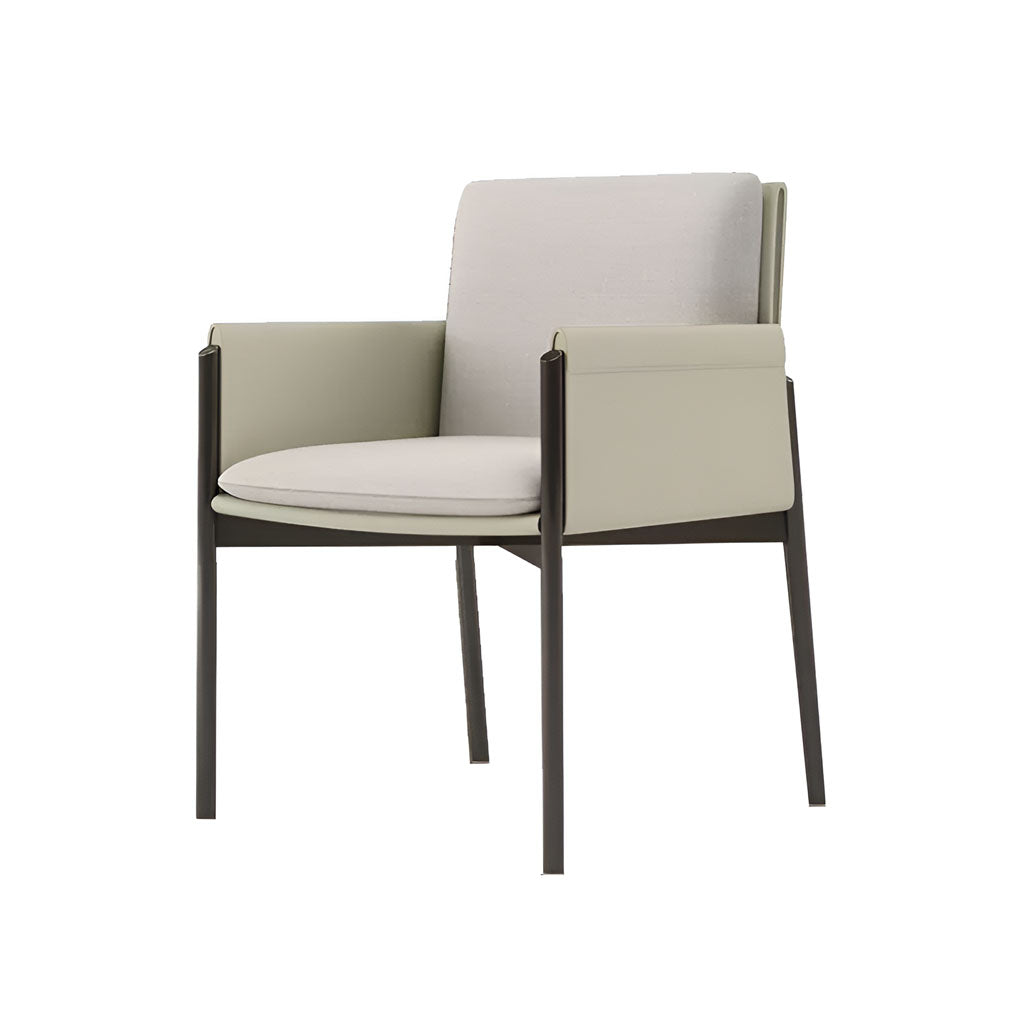SANS contemporary light beige leatherette and linen fabric dining chair cushion seat 