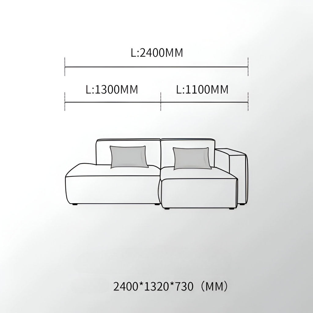 Tetris Modular L-Shape Sofa L2400mm Dimension Chart