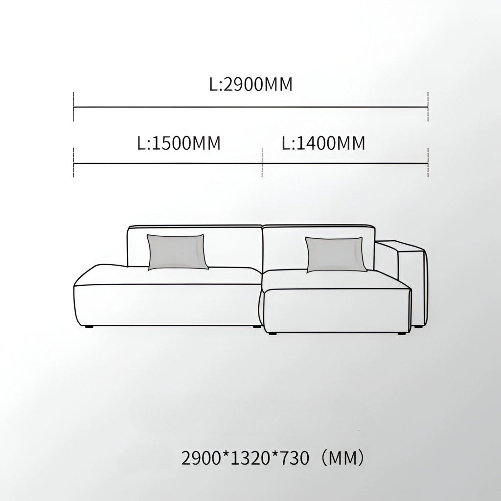 Tetris Modular L-Shape Sofa L2900mm Dimension Chart