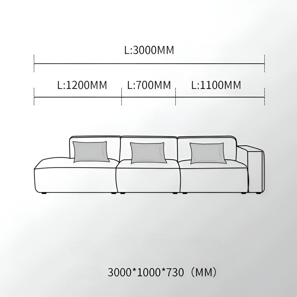 Tetris Modular Sofa L3000mm Dimension Chart