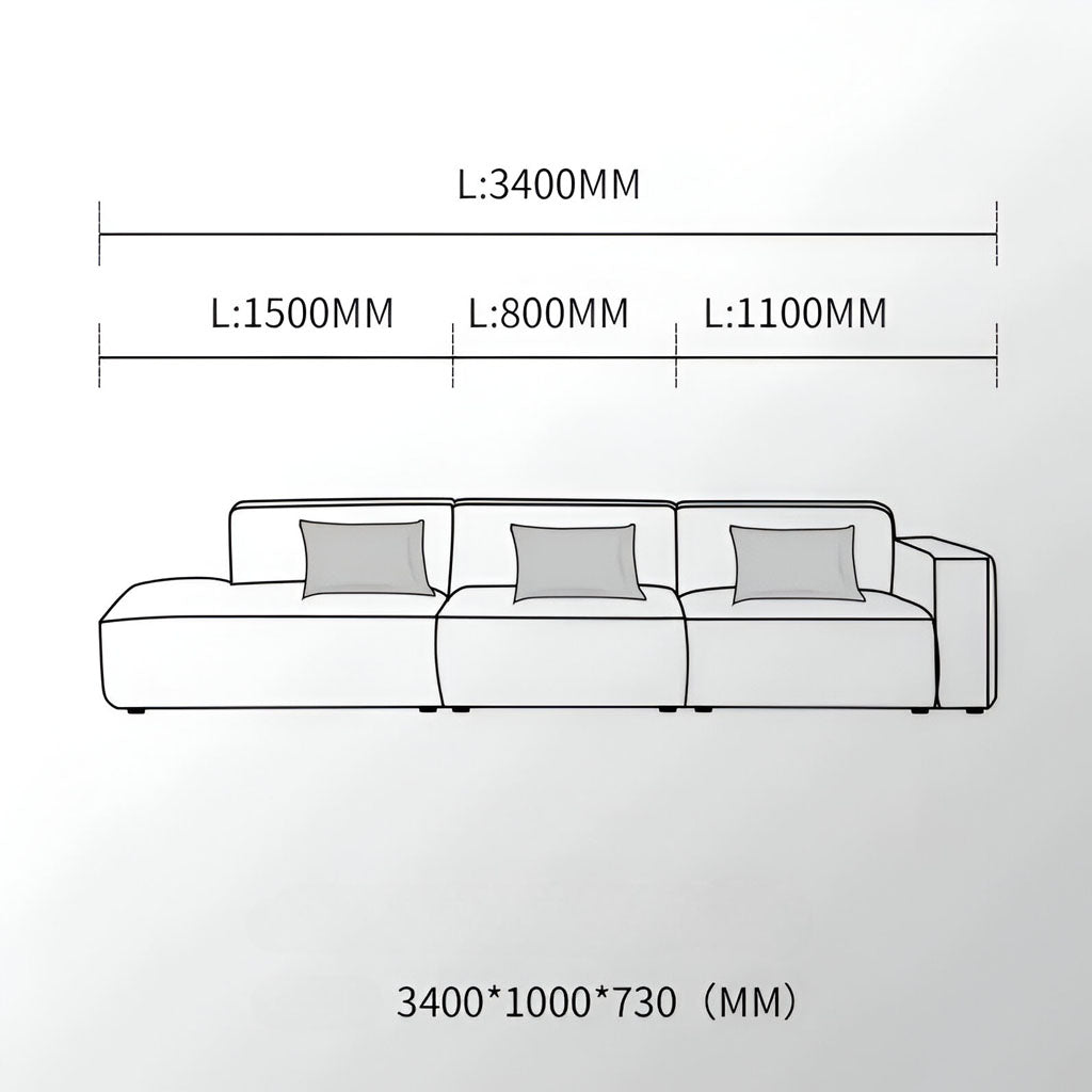 Tetris Modular Sofa L3400mm Dimension Chart