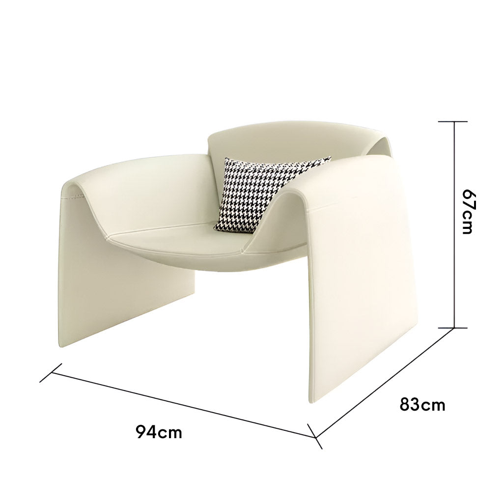 WAYNE Armchair White Leather for Contemporary Lounge Room and Living Room