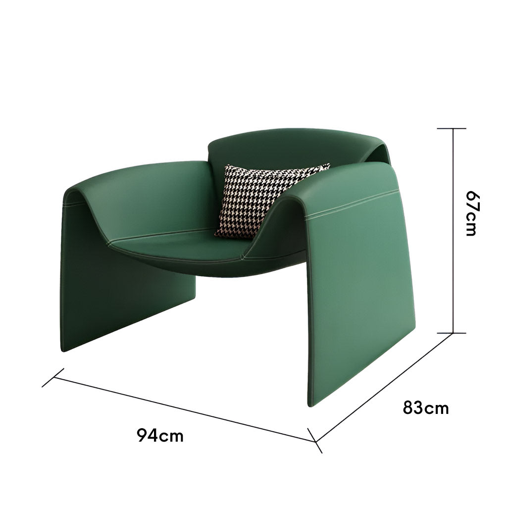 WAYNE Armchair Green Leather for Contemporary Lounge Room and Living Room