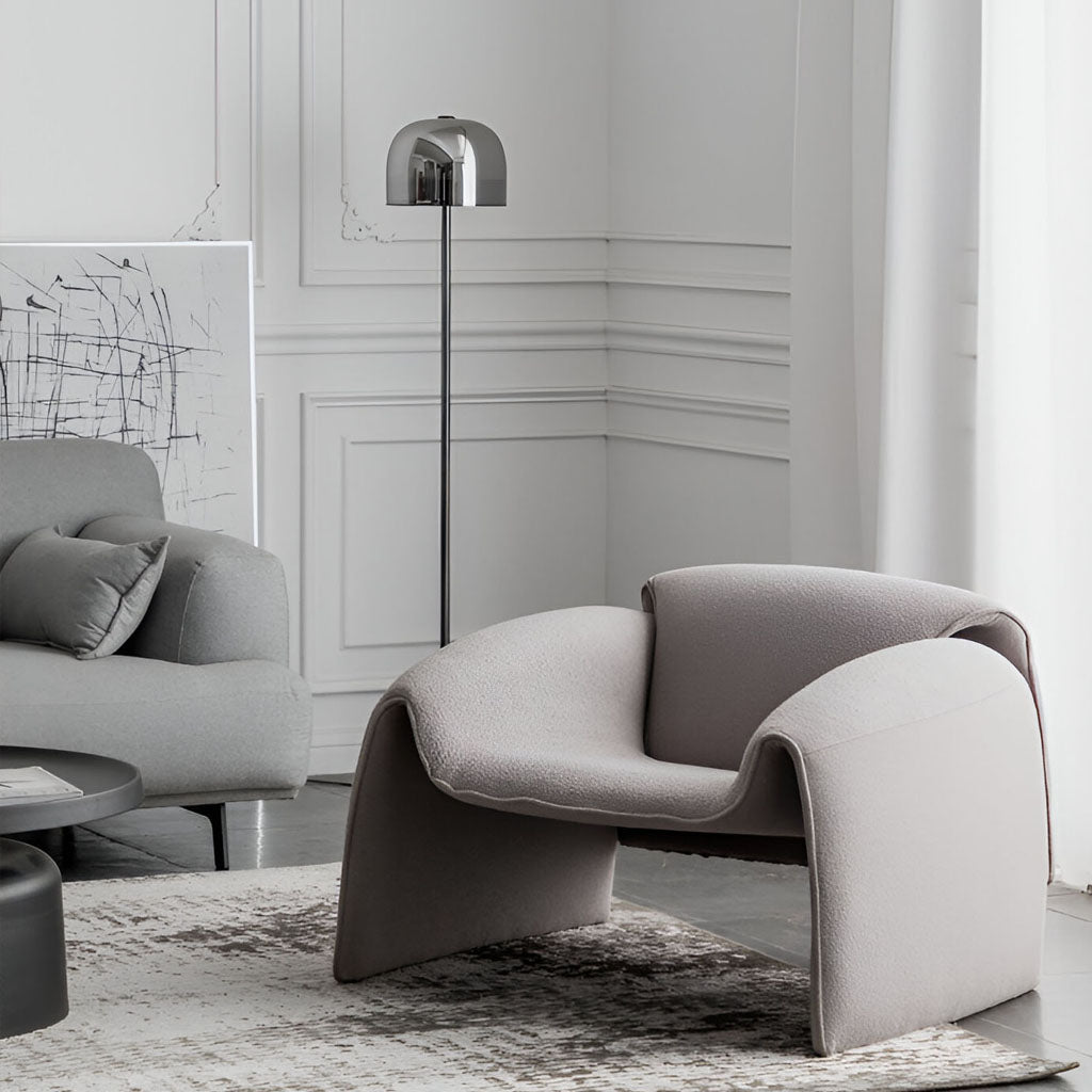 WAYNE Armchair Grey Bouclé for Contemporary Lounge and Living Room
