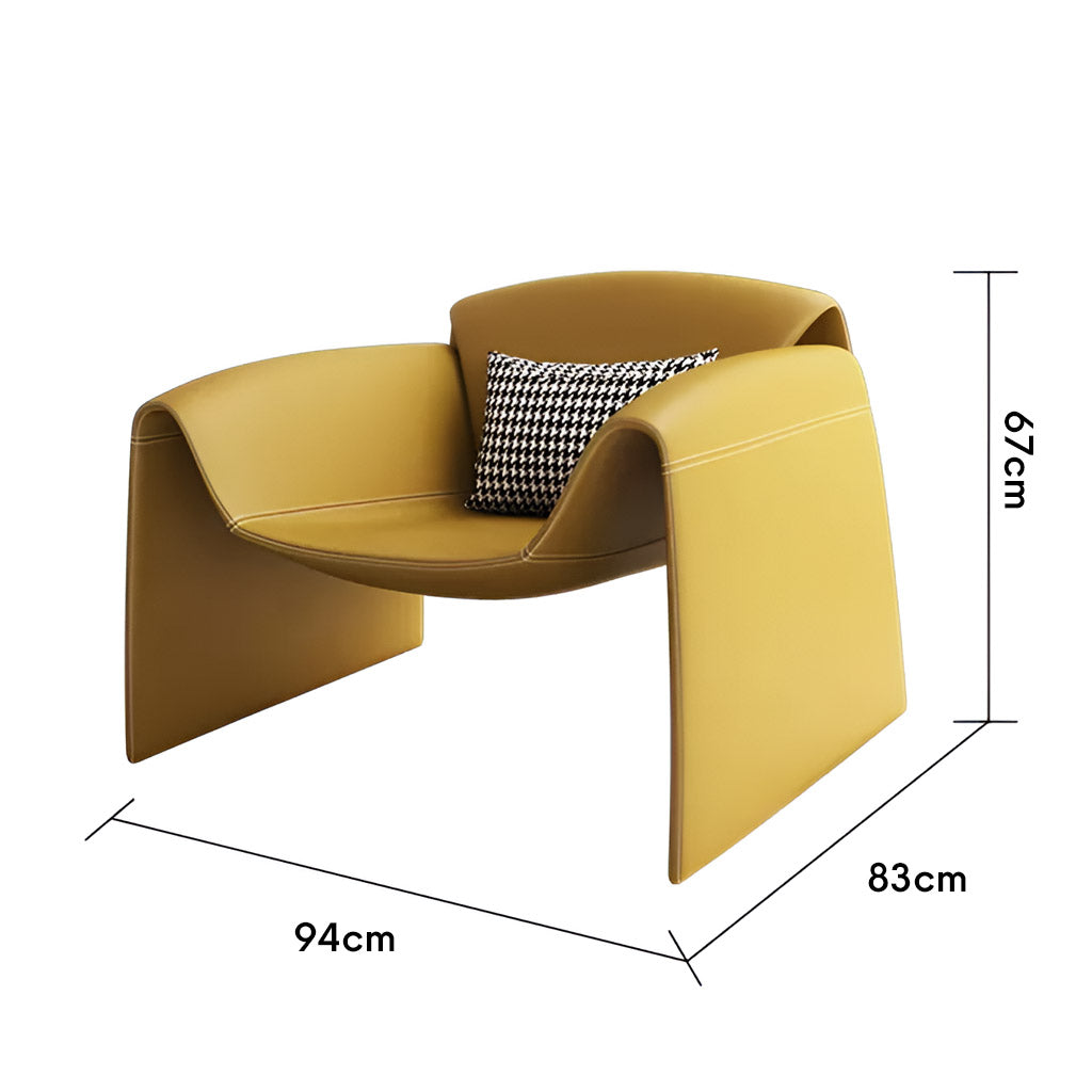 WAYNE Armchair Yellow Leather for Contemporary Lounge Room and Living Room