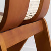 Weaver Dining Chair Walnut Minimal Cane Curve Joint Close Up