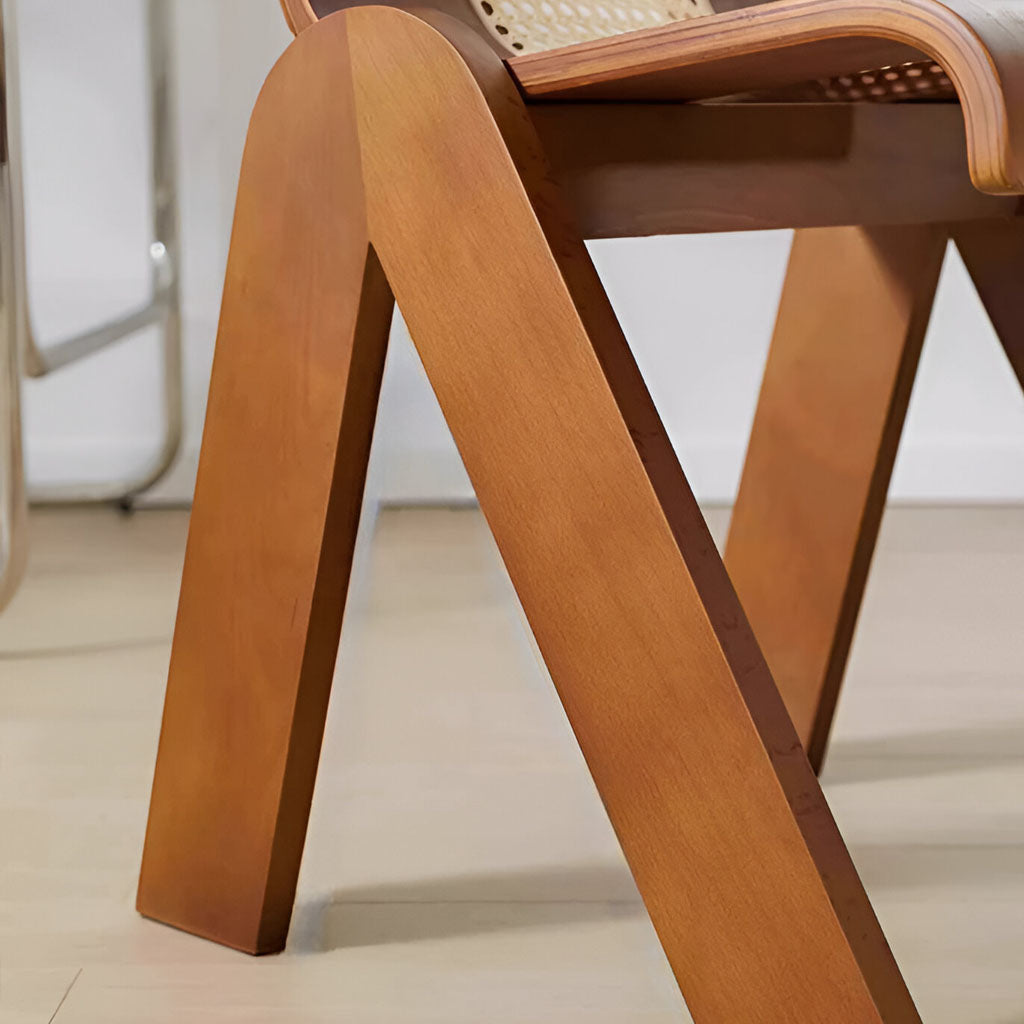 Weaver Dining Chair Walnut Minimal Cane Flat Leg Close up